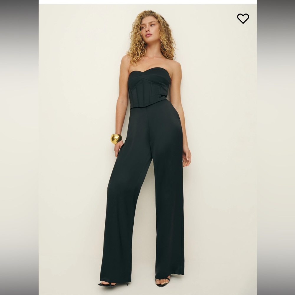 NWT Reformation Pacie satin black jumpsuit size 4